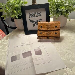 Vintage MCM Visetos‎ Cognac Trifold Wallet – Made in Germany with COA